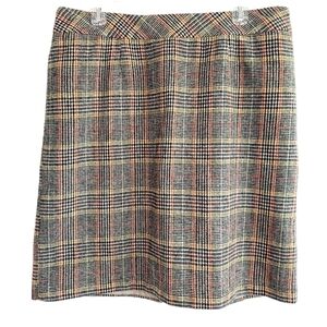 Chadwicks of Boston Women's Glen Plaid Wool Pencil Skirt Size 14 Classic Tan Red